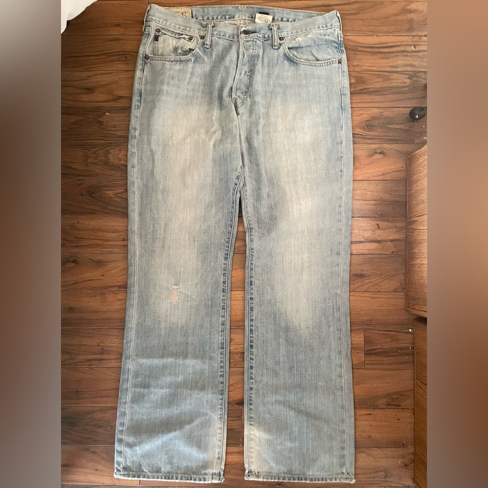 Y2K Abercrombie & Fitch Low Rise Bootcut Jeans Mens 36x34 Vtg Light Wash Denim